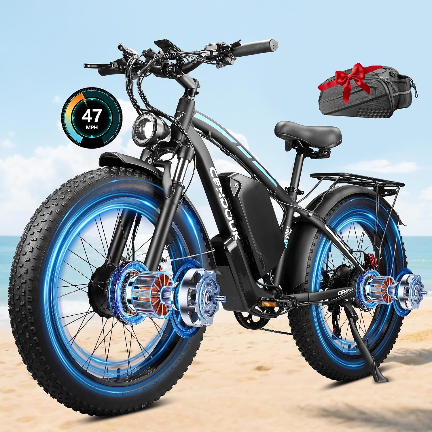 Peak 9000W 52V Dual Motor Ebike 40-47MPH Ebike for Adults 34AH Battery 105 Miles Range 24 Inch Fat Tire Commuter Mountain Dirt Electric Bike for All Terrain