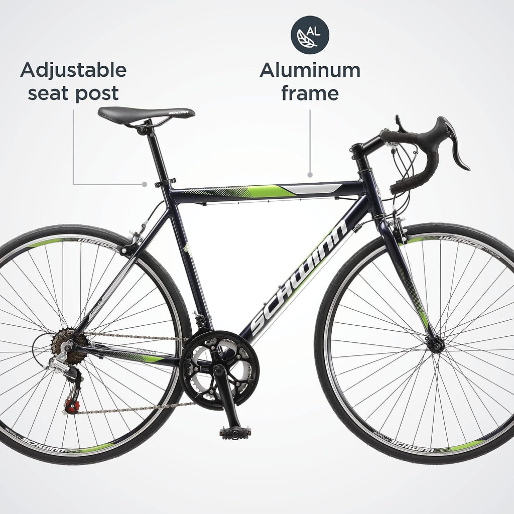 Schwinn Volare 1300 Road Bike, 700c Mens and Womens Bike, 14-Speed Drop Bar Road Bicycle, Aluminum Frame, Sport Tires, Fitness Seat, Alloy Caliper Brakes, Adult Bicycle