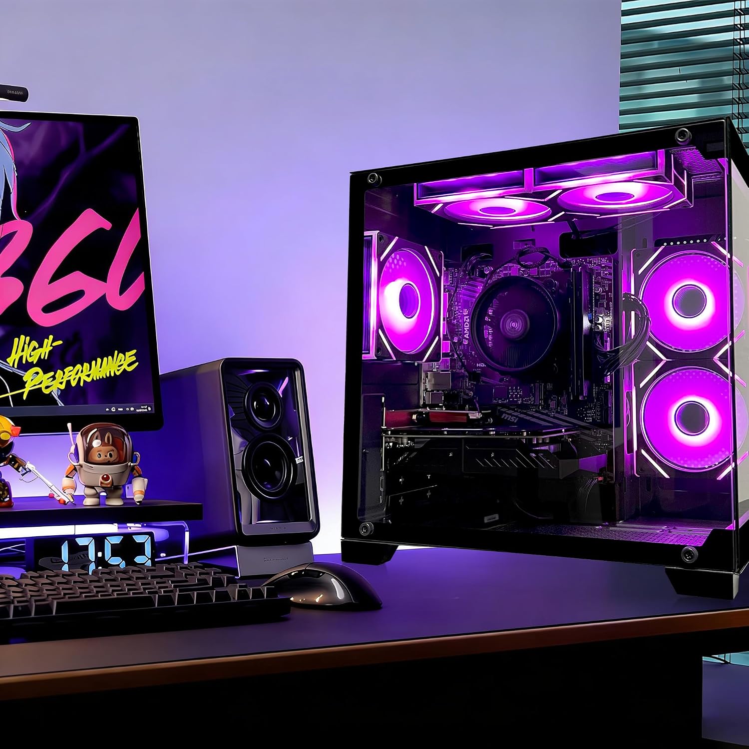 SKYESEV Gaming Desktop Computer PC,AMD Ryzen 5 5600,RTX3050 6GB,32GB DDR4 RAM and 1TB M.2 NVMe PCle,ARGB Fan,WiFi,Game Design Office Console,Sea View Room, Gaming PC Tower