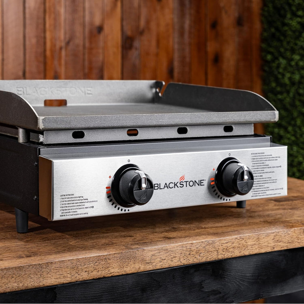 Blackstone 1666 22' Tabletop Griddle with Stainless Steel Faceplate, Powder Coated Steel, Black