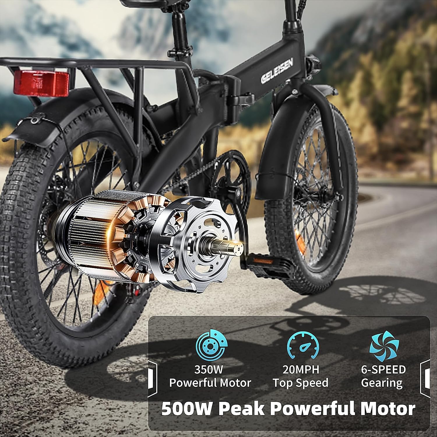 Folding Electric Bike for Adults, 20'×3.0 Fat Tire Electric Bicycle, 374.4Wh Battery Ebike, 20MPH Electric Cargo Bike with LCD Color Display & 6 Speed Gears (Fits for 5'0'+)
