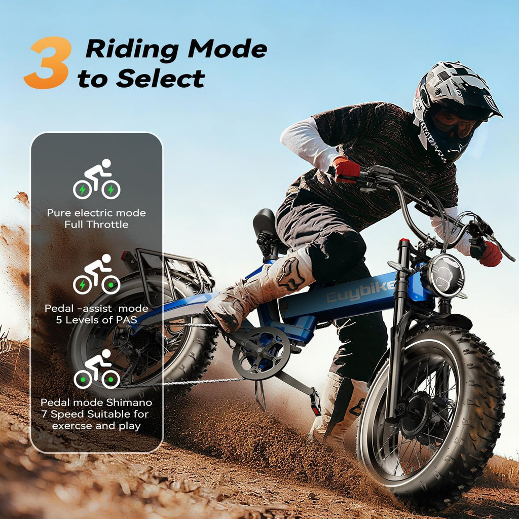 2000W/3000W Peak Motor Electric Bike for Adults, 48V/52V 25AH/30AH Battery Full Suspension Foldable Ebike, 20'x4.0' Fat Tires 35MPH Dirt Bike, 100/120 Miles Hydraulic Brake Magnesium Alloy Motorcycle
