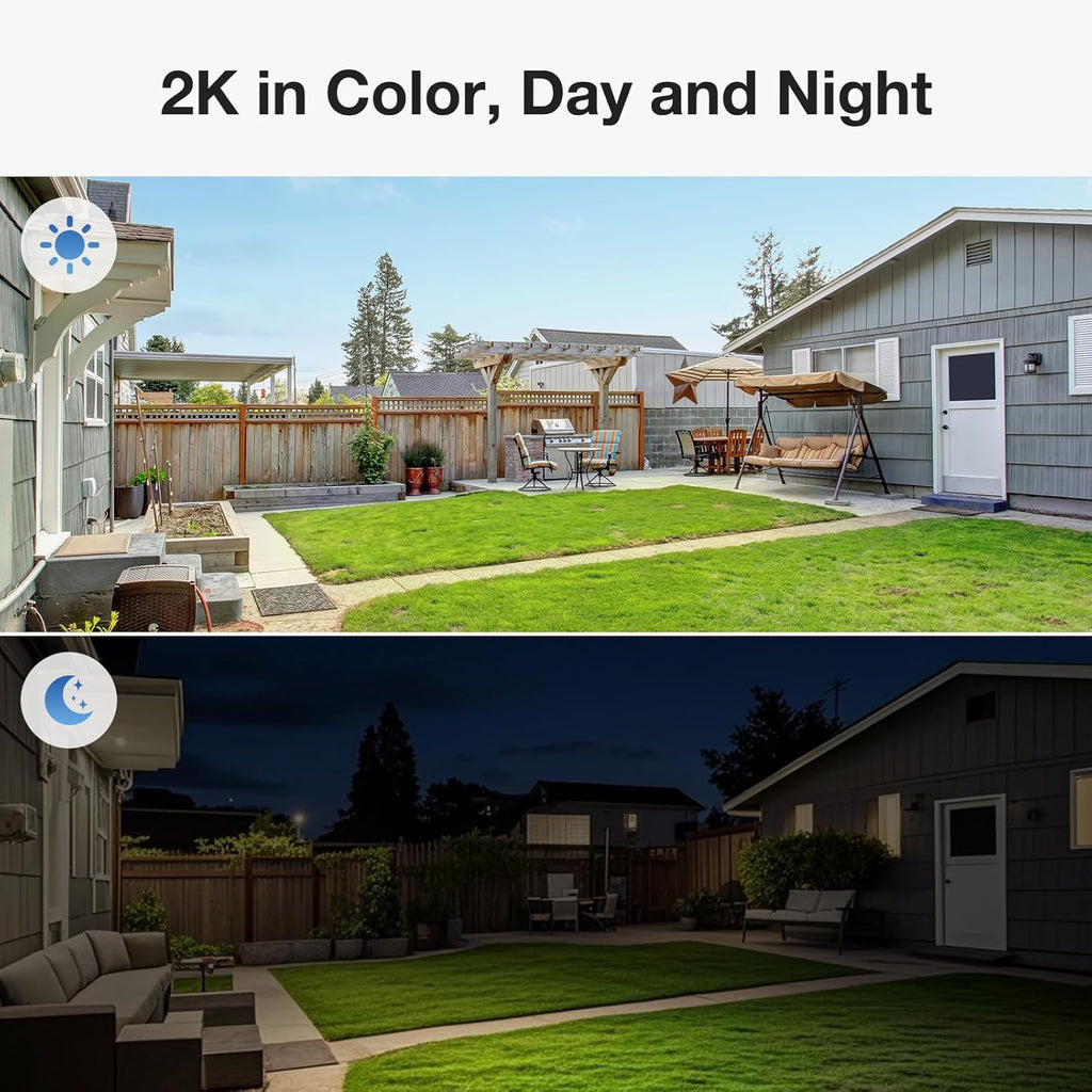 TKENPRO 2 Pack Dual Lens Solar Security Cameras Wireless Outdoor, 2K Full HD Video, 360° View Pan/Tilt Home Security Camera with Color Night Vision, Easy to Install （2pack）