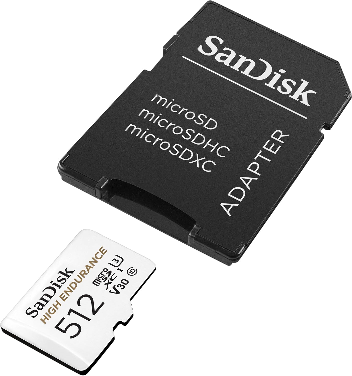 SANDISK 512GB High Endurance Video microSDXC Card with Adapter for Dash Cam and Home Monitoring Systems - C10, U3, V30, 4K UHD, Micro SD Card - SDSQQNR-512G-GN6IA