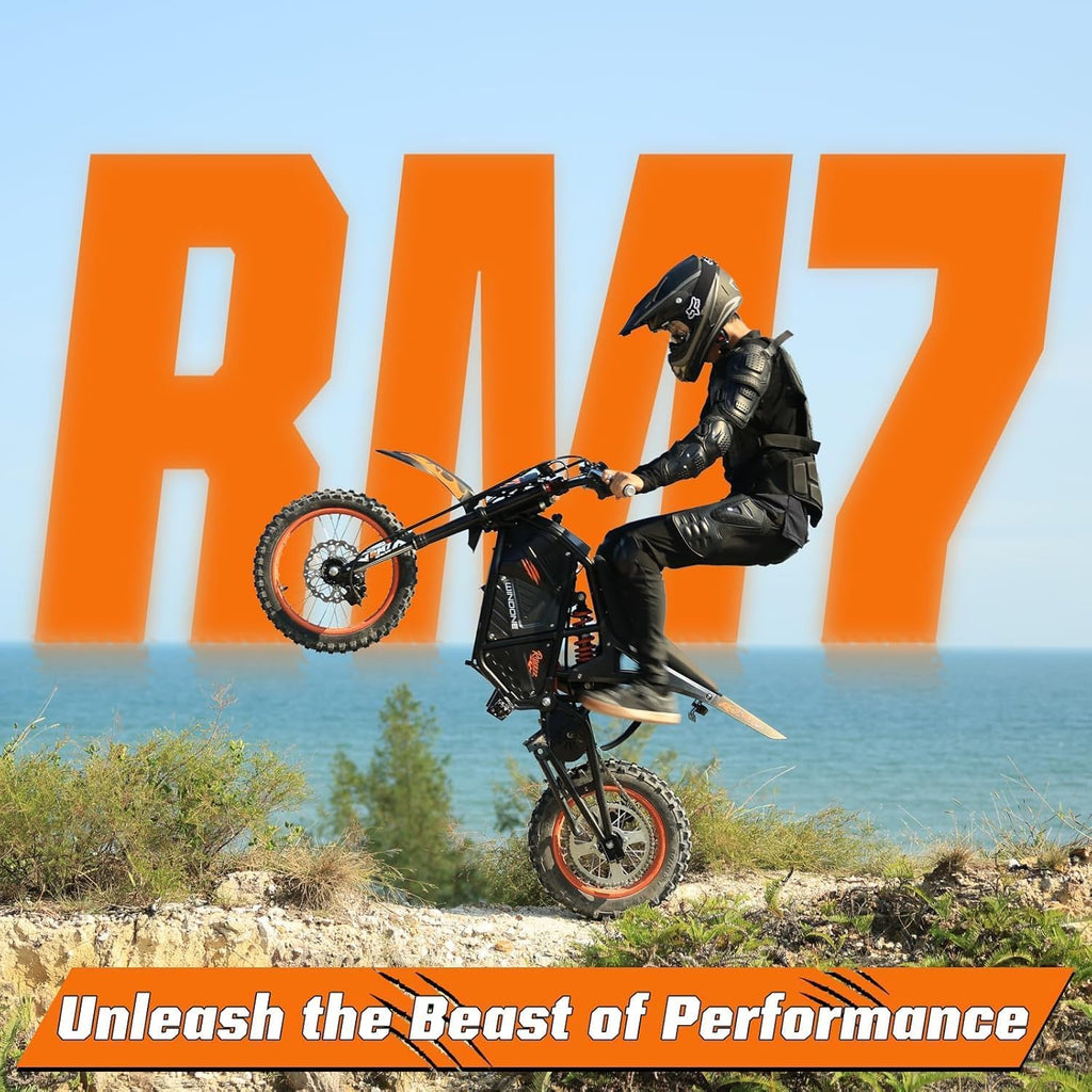 RM7 Electric Dirt Bike for Adults & Teens, 2200W Peak Ebike, 48V 22.5Ah, 37 MPH, 45 Miles, 14'/12' Tire Off-Road Electric Motorcycle, Dual Hydraulic Brakes, Fit Age 13+
