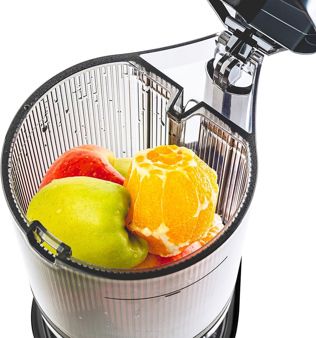 Sana 878 Self Feeding Batch Juicer | 3 Days of Cold Press Juicing Effortlessly | Most Convenient Juicer with Autopilot Configuration | Large Batch 2 Liter Capacity | Whole Fruits & Vegetables | Black