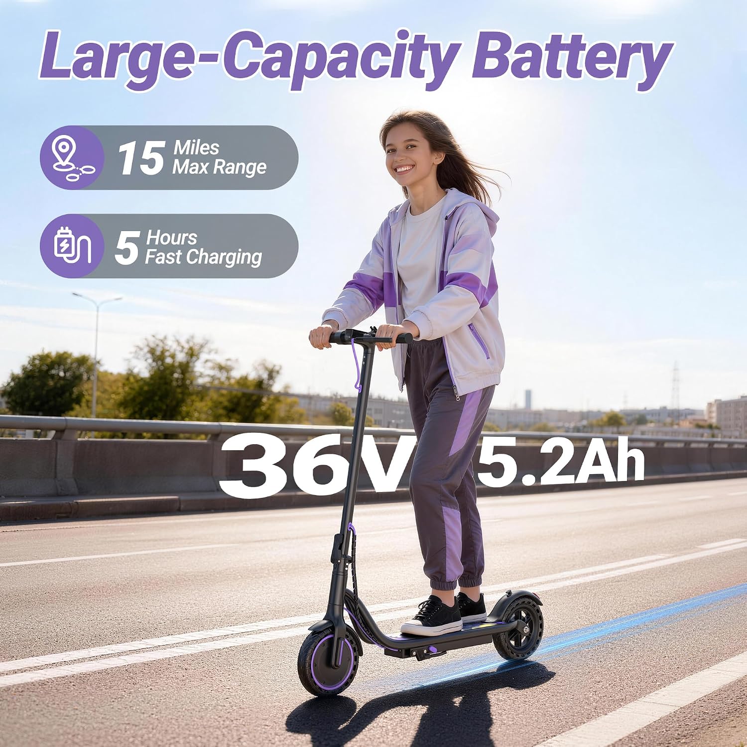 Electric Scooter, 350W-500W Motor, 19 MPH to 22MPH, 15-41 Miles Range, Dual Suspension, Dual Braking, App Control, Foldable Commuter E Scooter for Adults and Teens