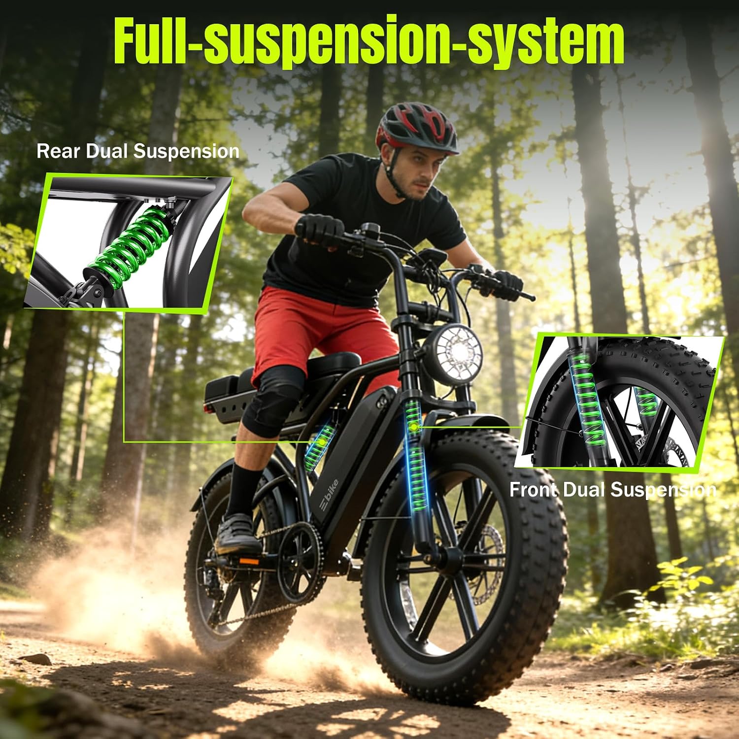 TST Electric Bike for Adults 1500W Peak 20' Fat Tire All-Terrain E-Bike 60/130 Miles Electric Dirt Bike - 48V 15/30 AH Battery Tested to UL 2849 Powered Electric Bicycle