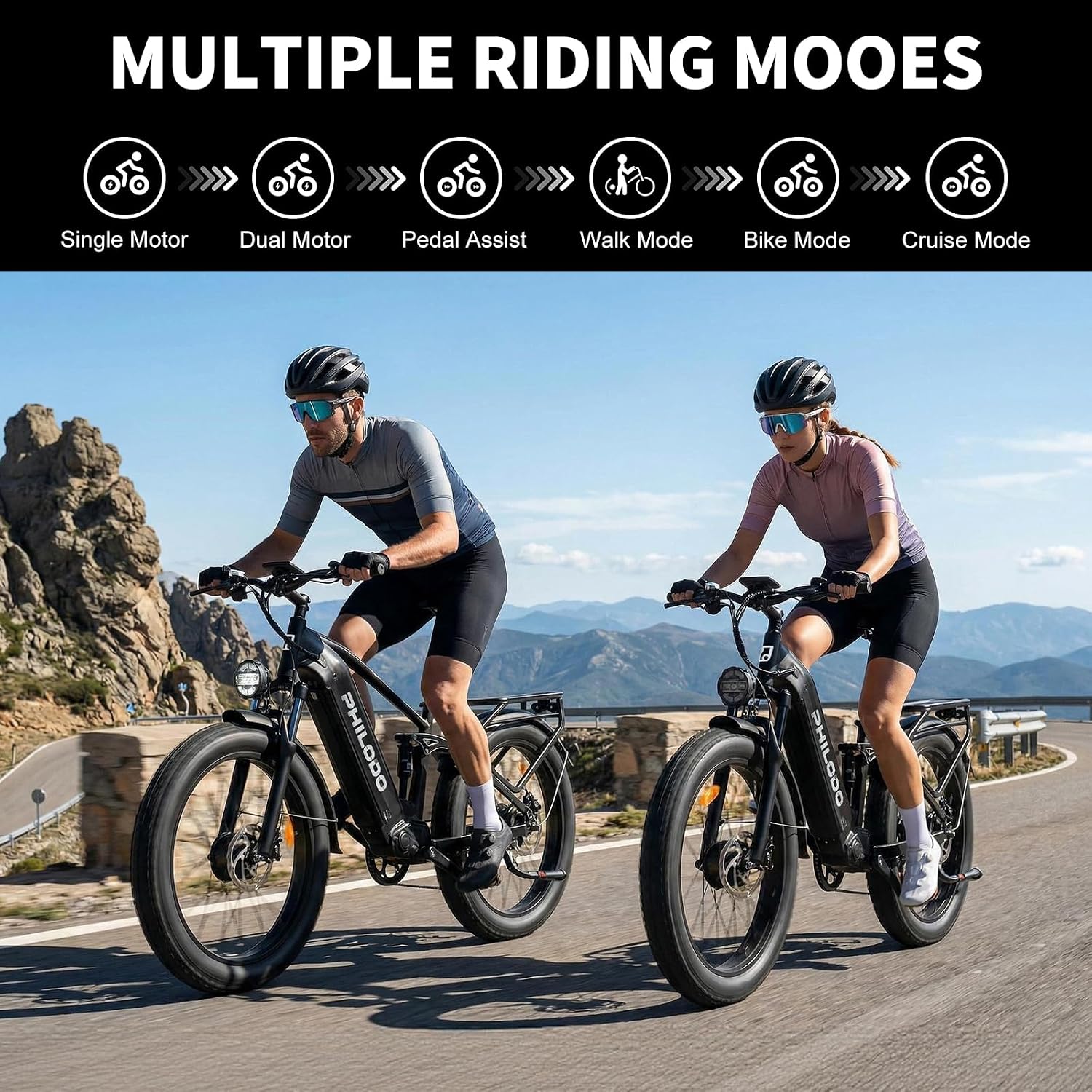 5000w Dual Motor E-Bike 60V Electric Bike for Adults,45 MiIe P-Hour Full Suspension Hydraulic Disc Brakes EBike,26/24x4 Fat Tires Mountain Bikes for All Terrain Snow/Sand