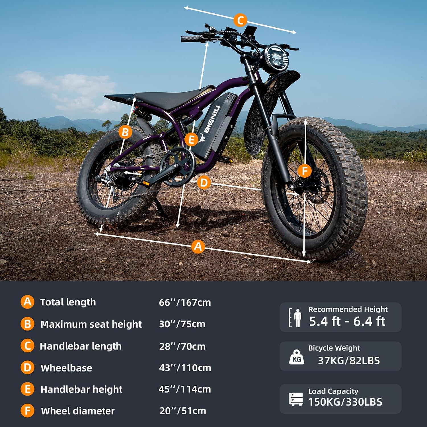 BIGNIU Electric Bike, Ebikes for Adults with Peak 1200W Motor, 20' Fat Tire, 48V 15A Battery, 7-Speed, Dual Disc Brakes E Bike for Off-Road and City Riding Electric Dirt Bike for Adults