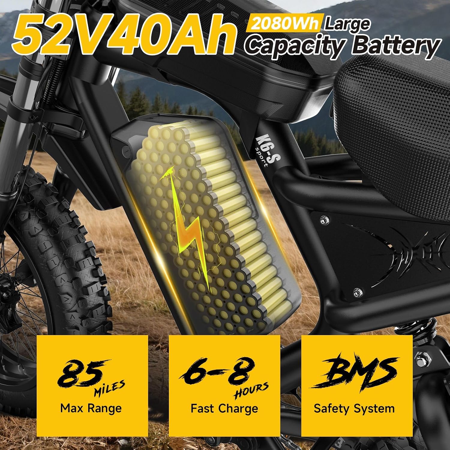 HiKeep Electric Dirt Bike for Adults - Peak 1500W/3000W Electric Bikes, 28-35MPH, 48V/52V 15.6Ah/25Ah/40Ah, 70-120 Mile(PAS Mode), 16/20 Inch All-Terrain Fat Tire Electric Motorcycle
