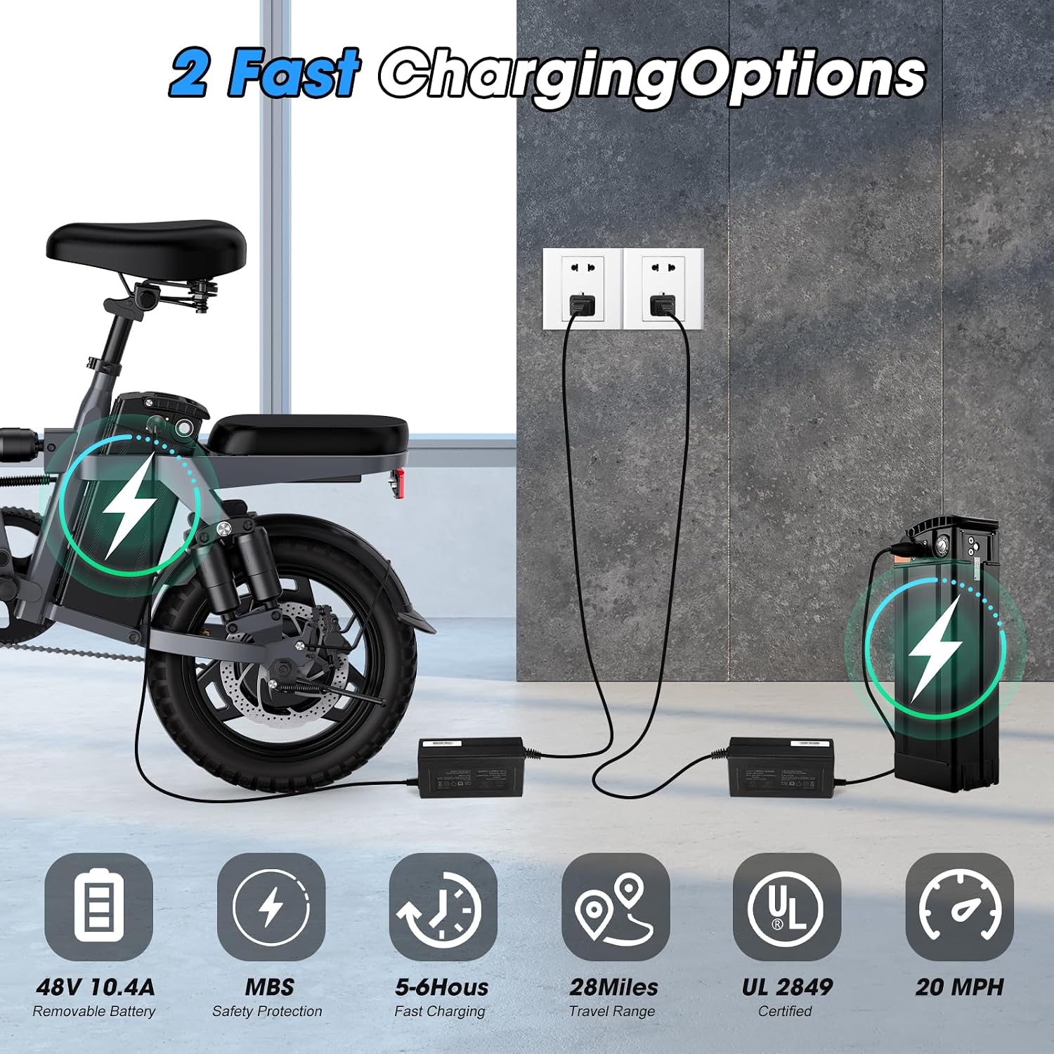 INSDRGN Electric Bike for Adults and Teens,14' Folding Adult E Bike with 650W Peak Motor,20MPH,28Miles Range,Advanced 9-Point Suspension & Dual Disc Brake,Removable Battery,UL 2849 Certified