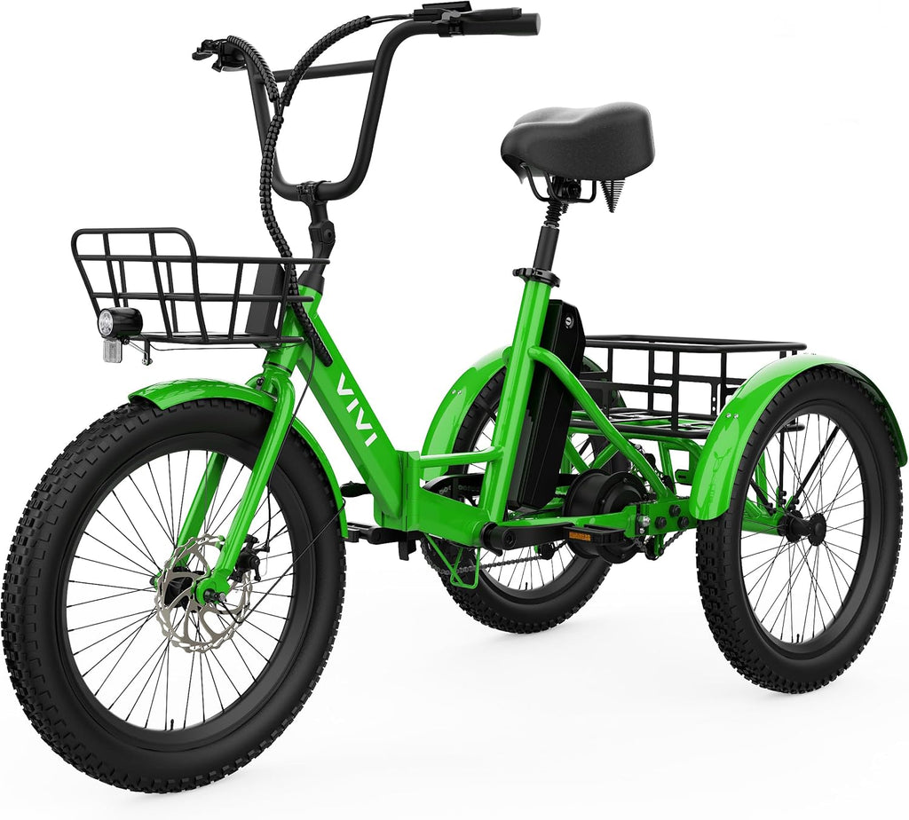 Vivi T01 20' x2.6 Fat Tire Electric Tricycle for Adults, 750W Peak 20'' Folding 3 Wheels Electric Bike, 95% Pre-Assembled, Speed Differential, 15.5MPH Eletric Trike with Bracket