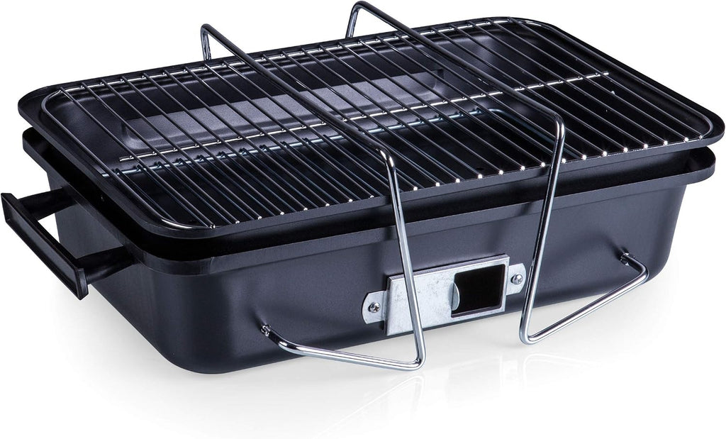 ONIVA - a Picnic Time brand Buccaneer Portable Charcoal Grill & Cooler Tote, (Black with Gray Accents)