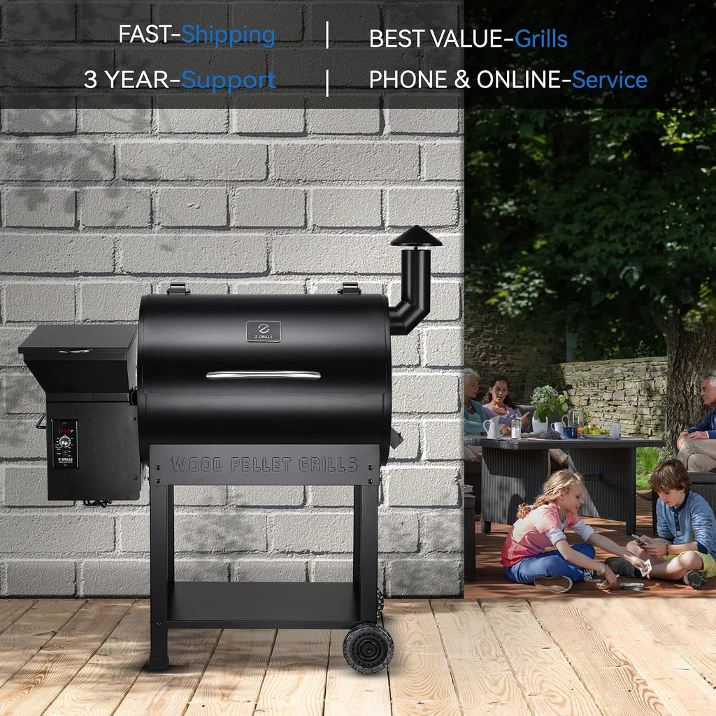 Z GRILLS Pellet Smoker Grill with PID Control, Rain Cover, 700 sq. in Cooking Area for Outdoor BBQ, ZPG-7002B