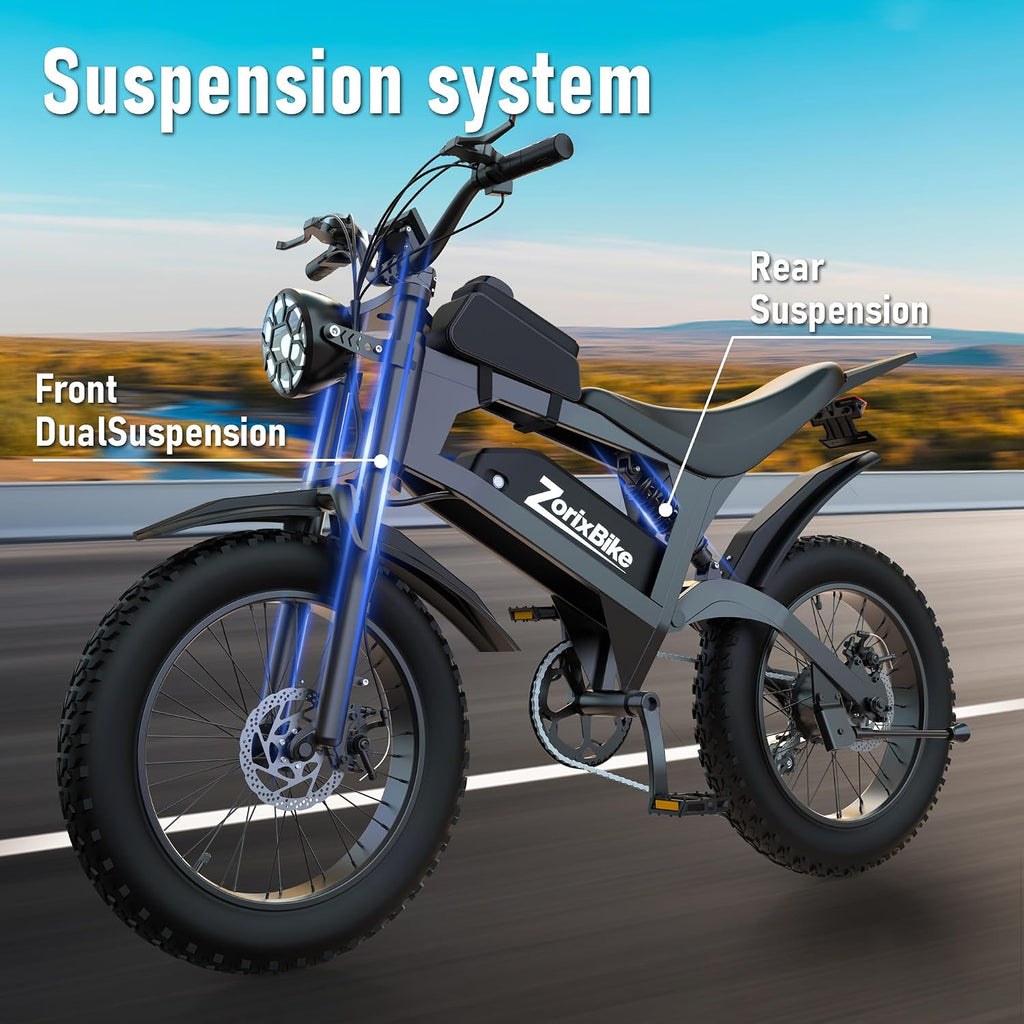 Electric Bike for Adults,48V 20AH - Peak Power 1500/3000W Brushless Motor Electric Bicycle - Max Speed 31-35MPH - Max 80 Miles Range - 20' x 4.0' Fat Tire Dirt E-Bike,7-Speed - UL 2849