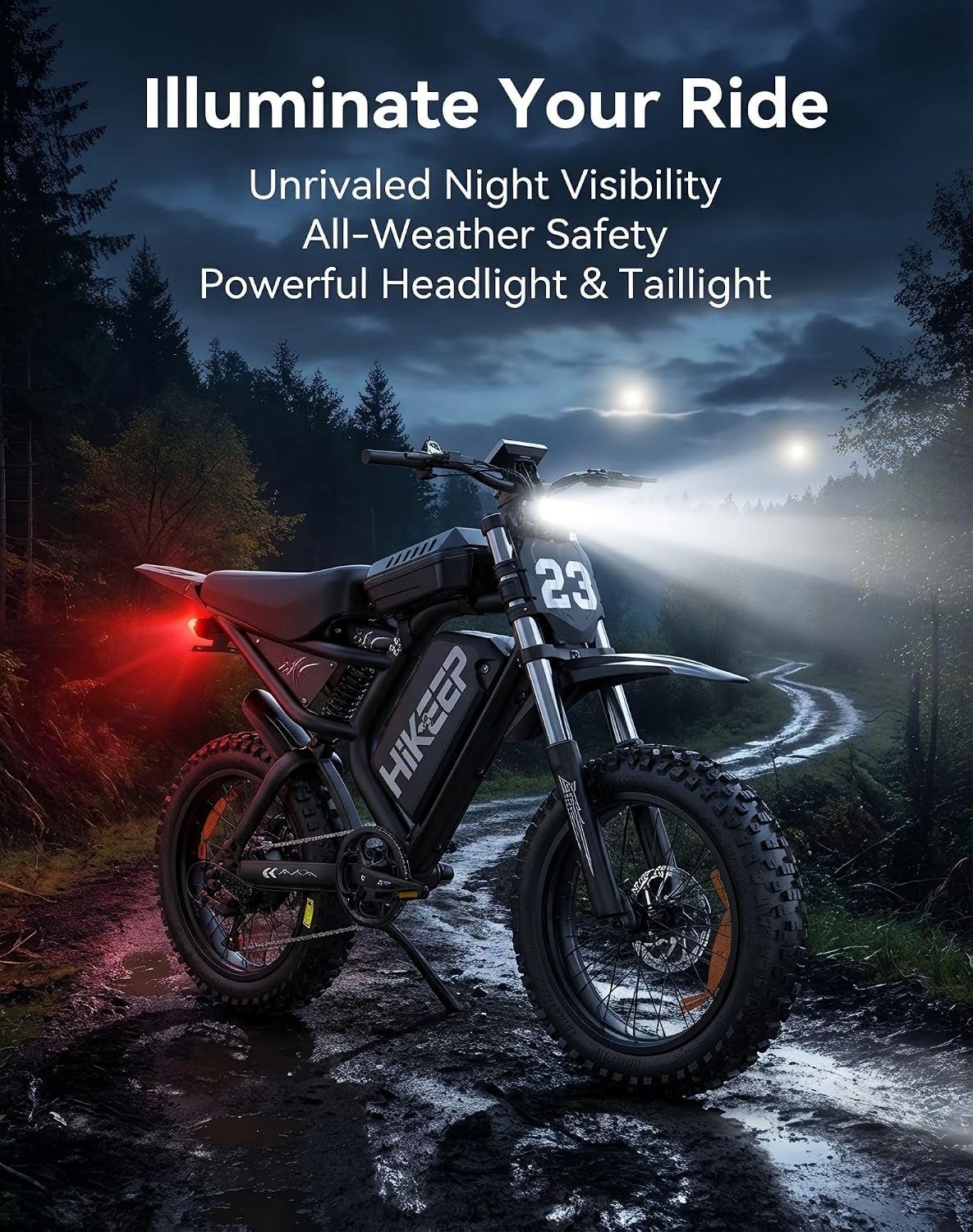 HiKeep Electric Dirt Bike for Adults - Peak 1500W/3000W Electric Bikes, 28-35MPH, 48V/52V 15.6Ah/25Ah/40Ah, 70-120 Mile(PAS Mode), 16/20 Inch All-Terrain Fat Tire Electric Motorcycle