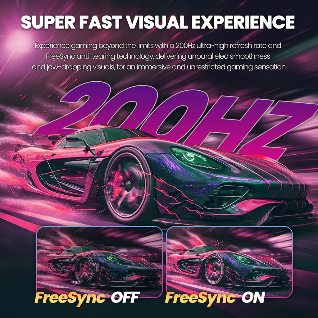 ZZA 27 Inch Curved Gaming Monitor 200Hz|180Hz|144HZ 1ms FHD 1080P Computer Screen FreeSync|130% sRGB|HDR|Low Blue Light|HDMI DP Ports|VESA Mount|Metal Stand