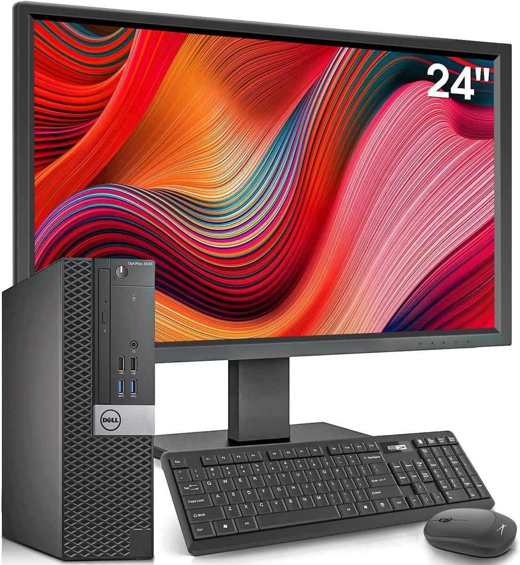 Dell OptiPlex Desktop Computer with 24 inch Monitor PC & Bundle, i7-6700 3.4GHz,16GB Ram New 512GB SSD,Intel AC7260 Built-in WiFi Bluetooth,HDMI,Refurbished Desktop,Windows 10 Pro (Renewed), Black