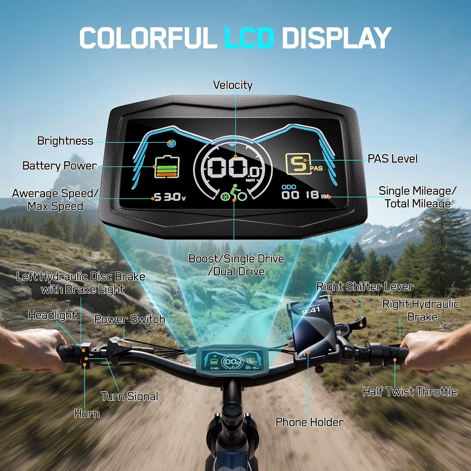 6000W Electric Bike for Adults,60V 1200WH 45MPH Dual Motor Mountain Ebike Up to100 Miles Long Range Electric Bicycle 24' Fat Tire Fast Bicycle for Men Women Full Suspension Brake/Turn Signal