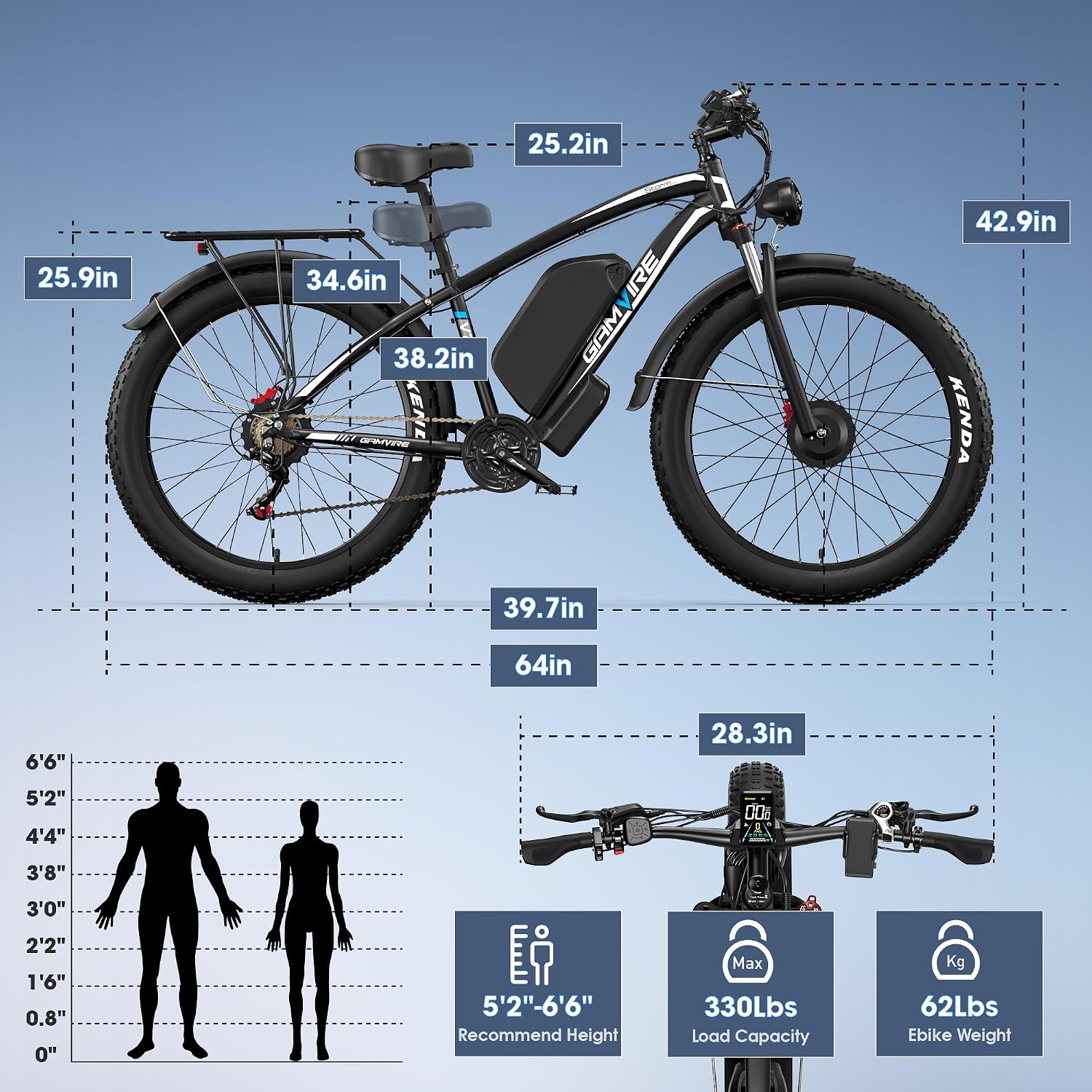 E Bike for Adults, Peak 6000W Dual Motor Electric Bike, 52V 32AH Battery 45 M P H Up to 100 Miles EBike, Front Suspension 7-Speed 24' Fat Tire Electric Commuter Bike, UL2849 Certified By SGS