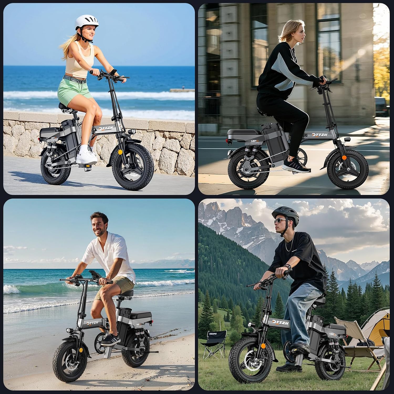 DTTZH Foldable Ebike with Keyless Ignore, 1000/2000W, 40/28MPH, 52V 25Ah/48V 15Ah, Max 60-80 Miles Range Folding Electric Bike, 14' Commuter Adult Electric Bicycle, UL2849 Certified E Bike