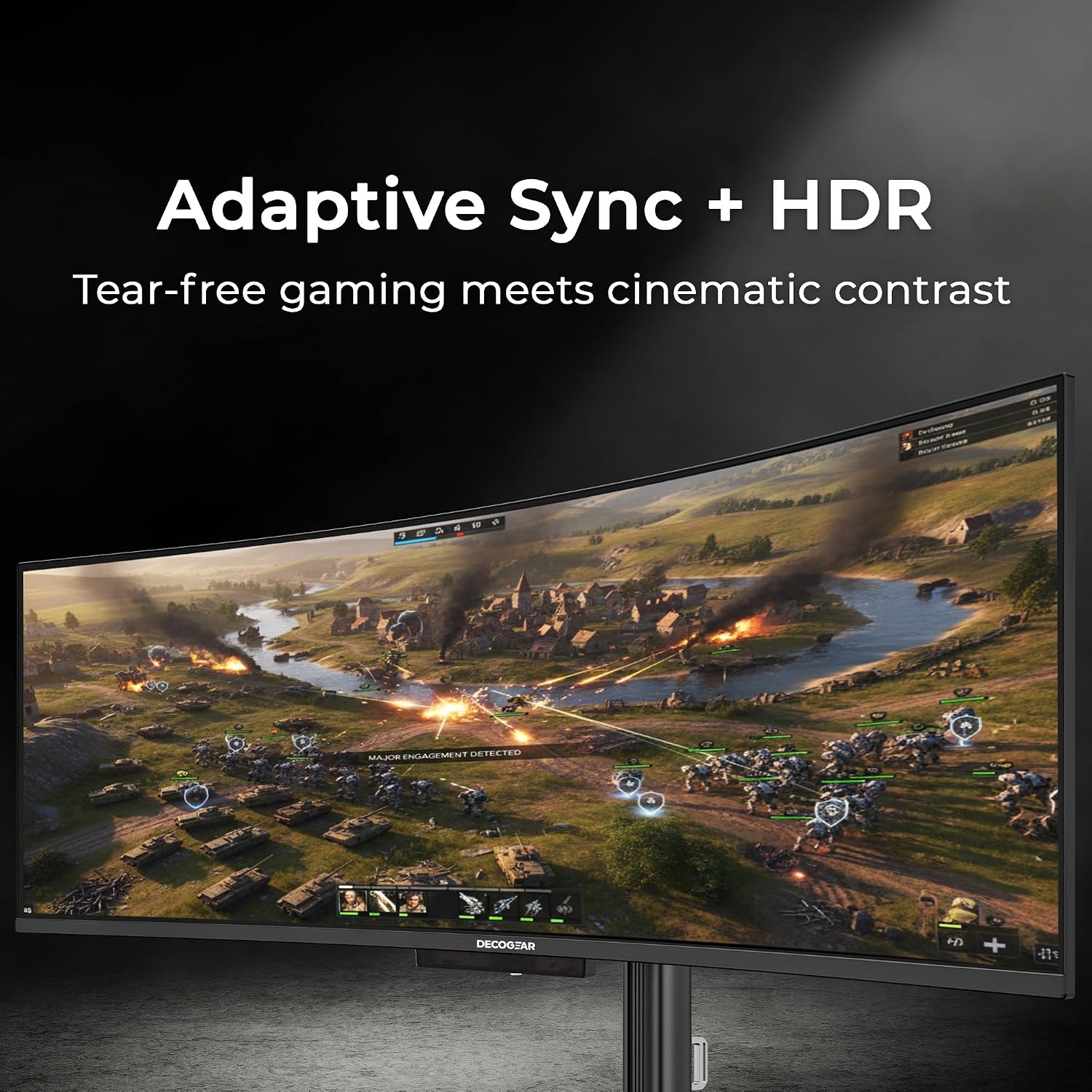 Deco Gear 49' QD-OLED 240Hz Curved Ultrawide Gaming Monitor - 5120×1440 DQHD, 32:9 Dual-QHD Display, 0.03 ms Response, HDR400 True Black, 90W USB-C, KVM, Adaptive Sync, RGB Lighting