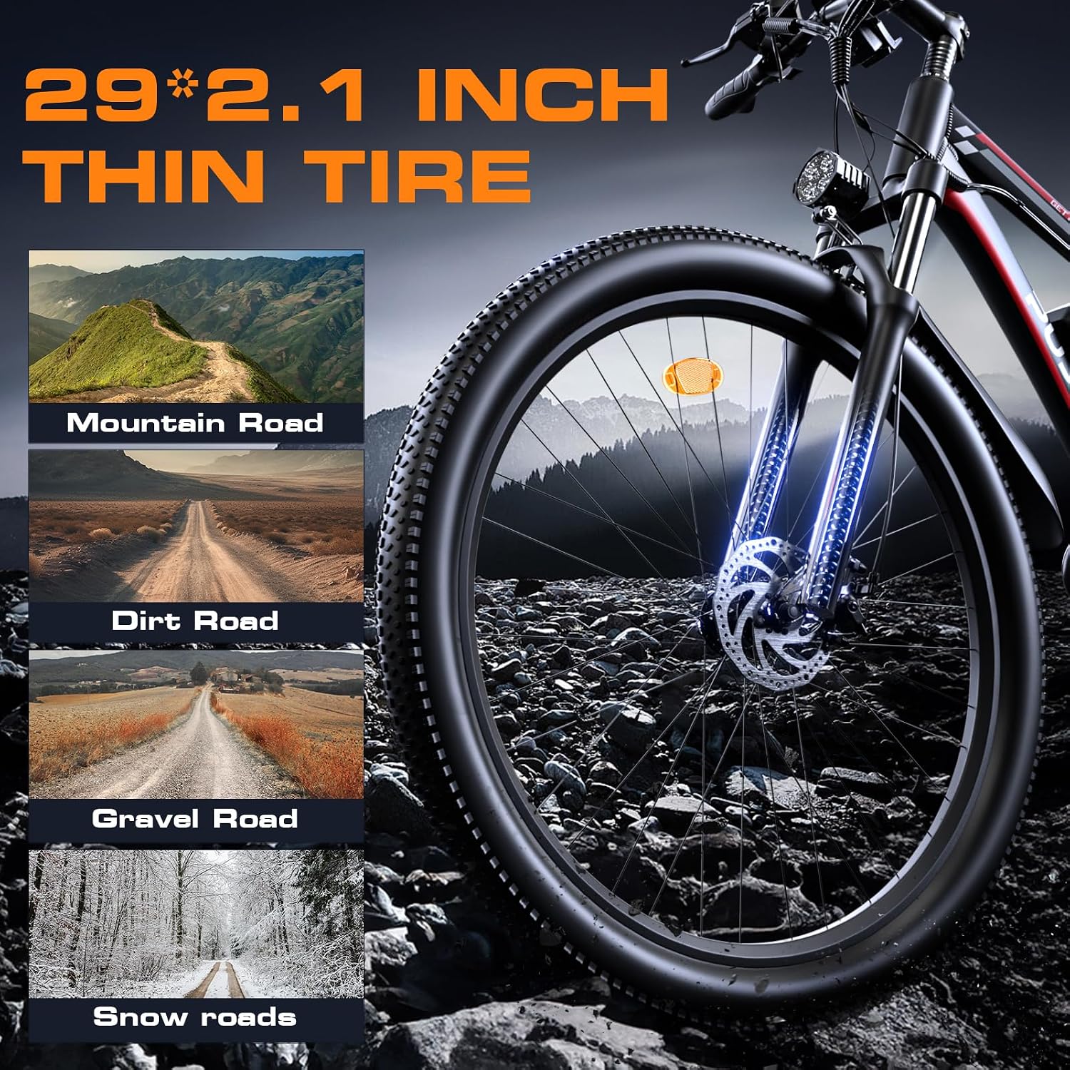 2000W Peak Electric Bike for Adults, 48V 17.5Ah 840Wh 29'' Tires Max 34 mph 30-80 Miles Range City Commuting Class3 Ebike Front Suspension Disc Brake for Off-Road Riding