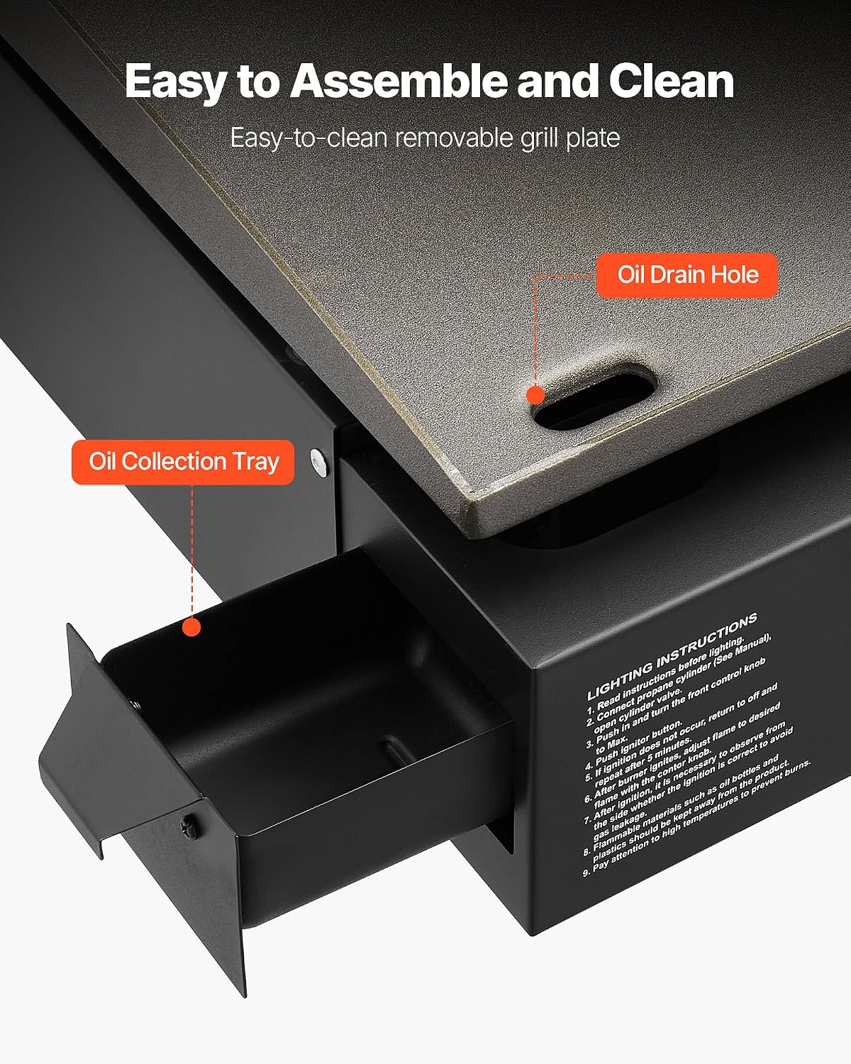 VEVOR Gas Griddle, 2 Burner Tabletop Griddle, 22 inch Portable Griddles Propane with Lid, Oil Drain Hole & Oil Collection Tray, 22000BTU Camping Flat Top Grill for Outdoor Cooking, Tailgating