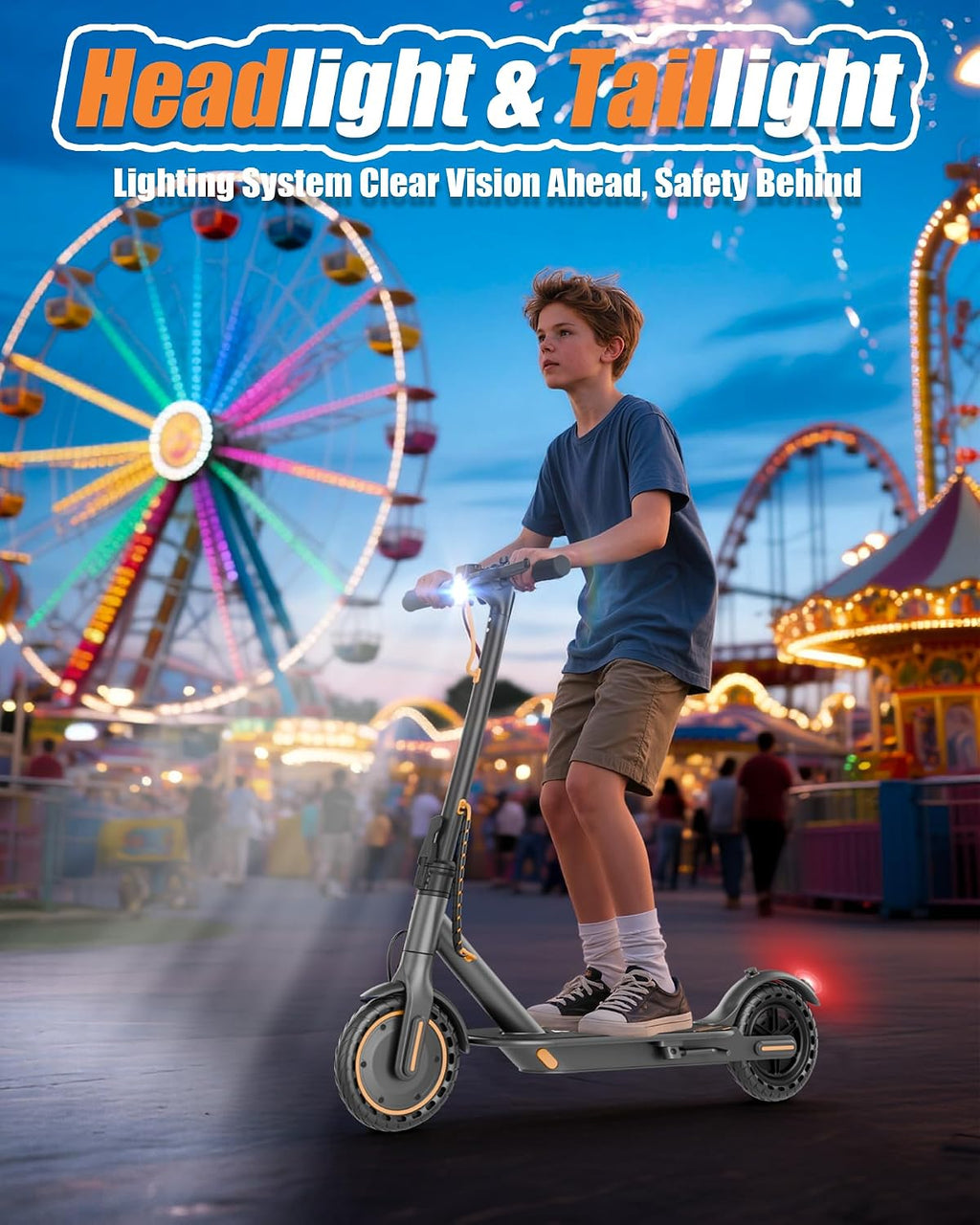 Maxshot Electric Scooter, 8.5' /10' /14' Tire, 16/19/22 Mph Top Speed, 12/16/21/27/28/49/50 Miles Long Range, Folding Escooter for Adults and Kids with Seat Bag, Dual Braking, Dual Suspension, App
