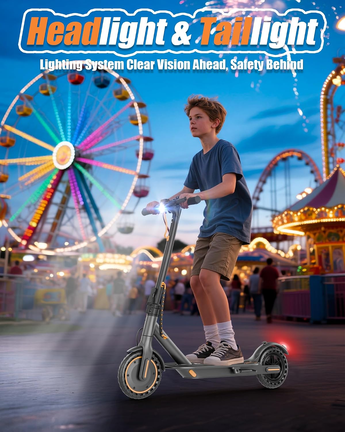 Maxshot Electric Scooter, 8.5' /10' /14' Tire, 16/19/22 Mph Top Speed, 12/16/21/27/28/49/50 Miles Long Range, Folding Escooter for Adults and Kids with Seat Bag, Dual Braking, Dual Suspension, App