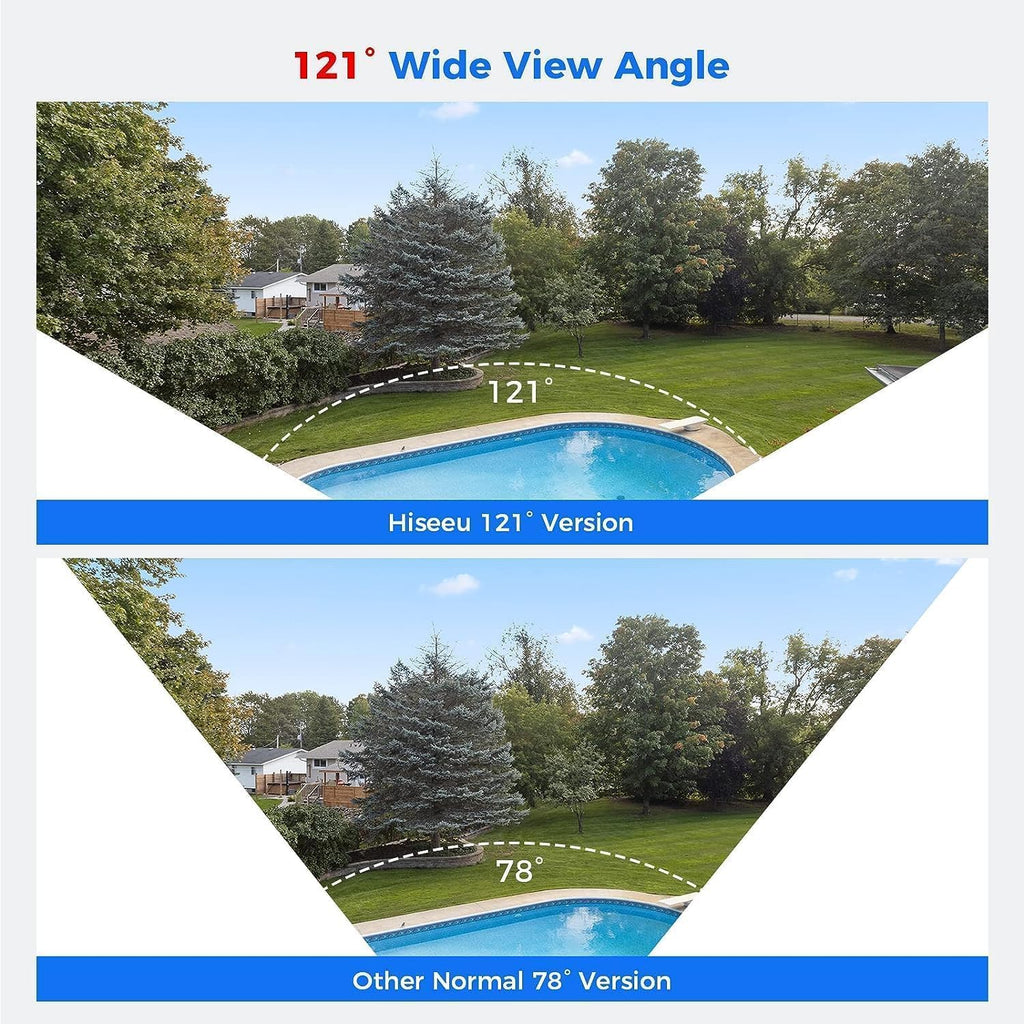 [4K HD+121°Wide View] Hiseeu 4K Security Camera System, 8 Pcs 8MP PoE Security Camera Outdoor, Human Vehicle Detect, Color Night Vision,No Monthly Fee, 3TB HDD for Indoor Outdoor Home Surveillance Use