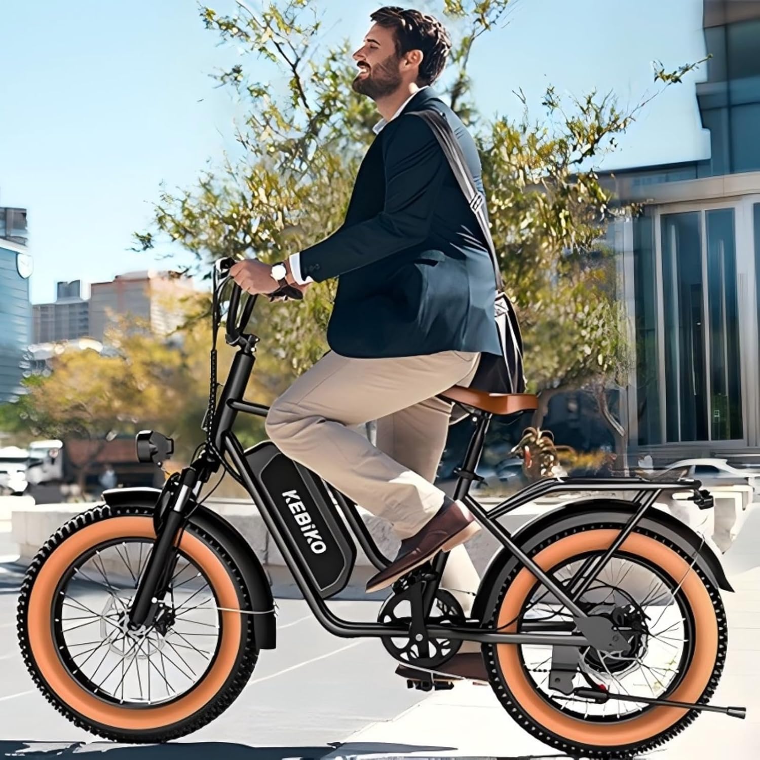 bluebiko 2 Seater Electric Bike, 48V 20AH(𝟗𝟔𝟎𝐖𝐇) Large Removable Battery, 𝟏𝟑𝟎𝟎𝐖 Peak Motor, 20'x 4.0' Fat Tire Ebike for Adults, 80+Miles, City Couple E Bike for All Terrain