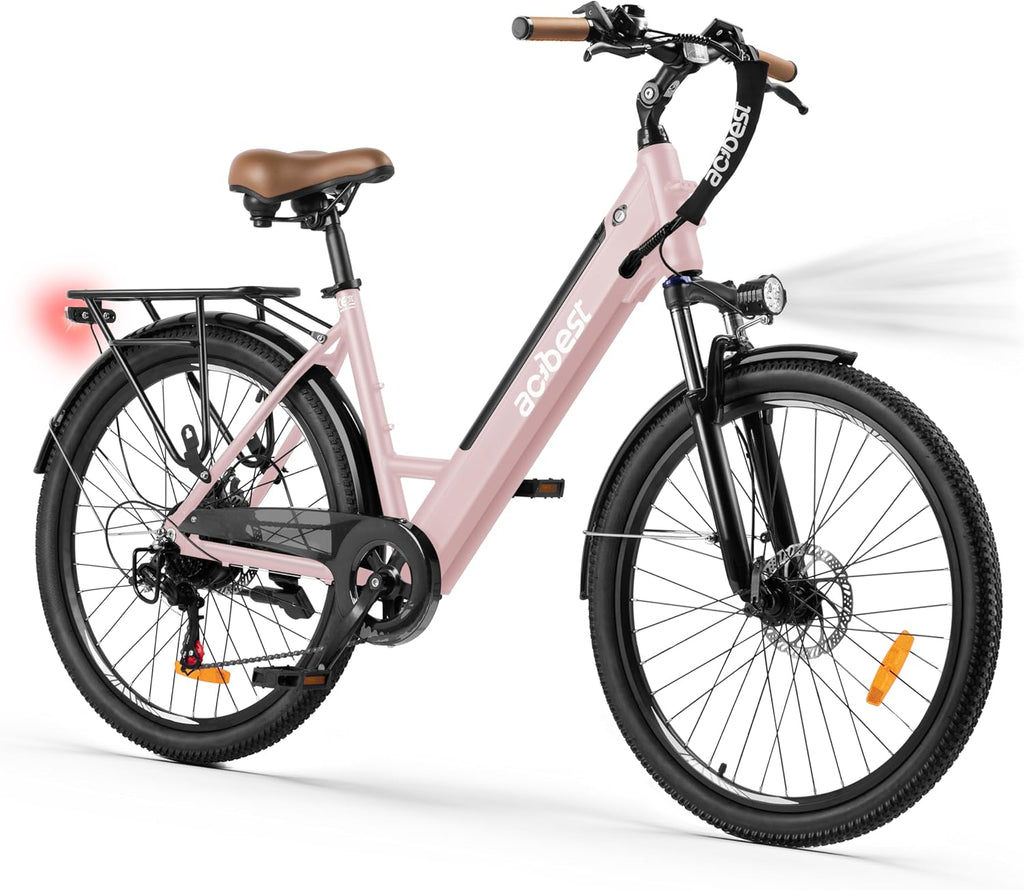 ACTBEST Core Electric Bike for Adults - 468Wh Removable Battery, 26 inch Step Thru Electric Bicycle, Peak 750W Brushless Motor Cityrun Ebike, with 7 Speed, Up to 50 Miles