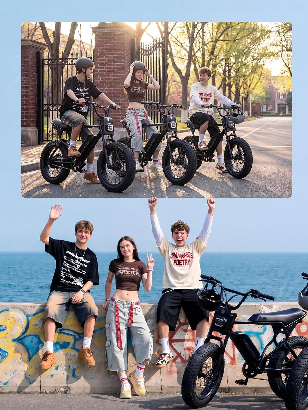 MACFOX X1S Electric Bike for Teens & Adults, UL Certified Class 2 Commuter Ebike, Street Legal Retro Fat Tire Cruiser, Safe 20MPH Campus Ride