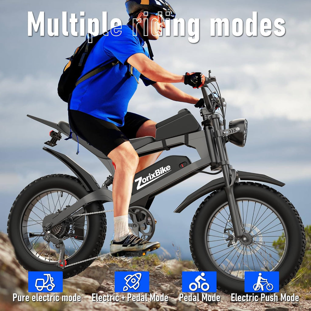Electric Bike for Adults,48V 20AH - Peak Power 1500/3000W Brushless Motor Electric Bicycle - Max Speed 31-35MPH - Max 80 Miles Range - 20' x 4.0' Fat Tire Dirt E-Bike,7-Speed - UL 2849