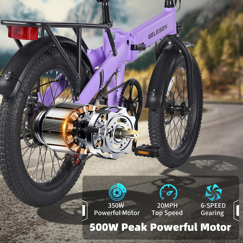 Folding Electric Bike for Adults, 20'×3.0 Fat Tire Electric Bicycle, 374.4Wh Battery Ebike, 20MPH Electric Cargo Bike with LCD Color Display & 6 Speed Gears (Fits for 5'0'+)