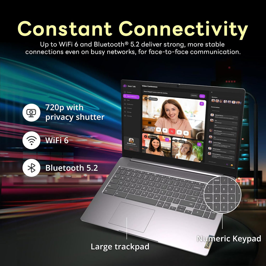 Lenovo Ideapad 3 15.6' FHD Chromebook, Intel Celeron N4500, 4GB RAM, 224GB Storage (64GB SSD+160GB Docking Station Set), ‎Intel UHD Graphics, Full Size Keyboard, Chrome OS, Artic Gray