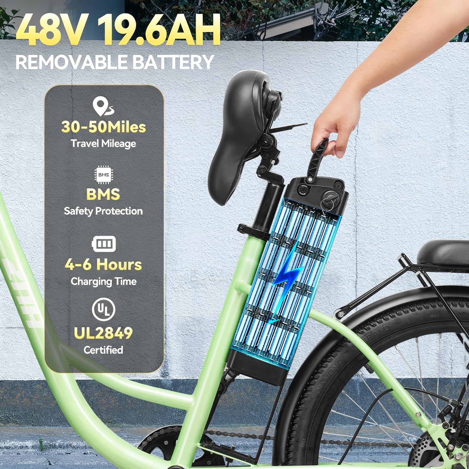 ZNH Electric Bike for Adults with 1000W Motor & 624/940.8 Wh Built-in Removable Battery, 70Miles 25 MPH Step Thru Electric Bicycle, 24'/26' Commuter E Bikes with 7-Speed, UL 2849 Certified