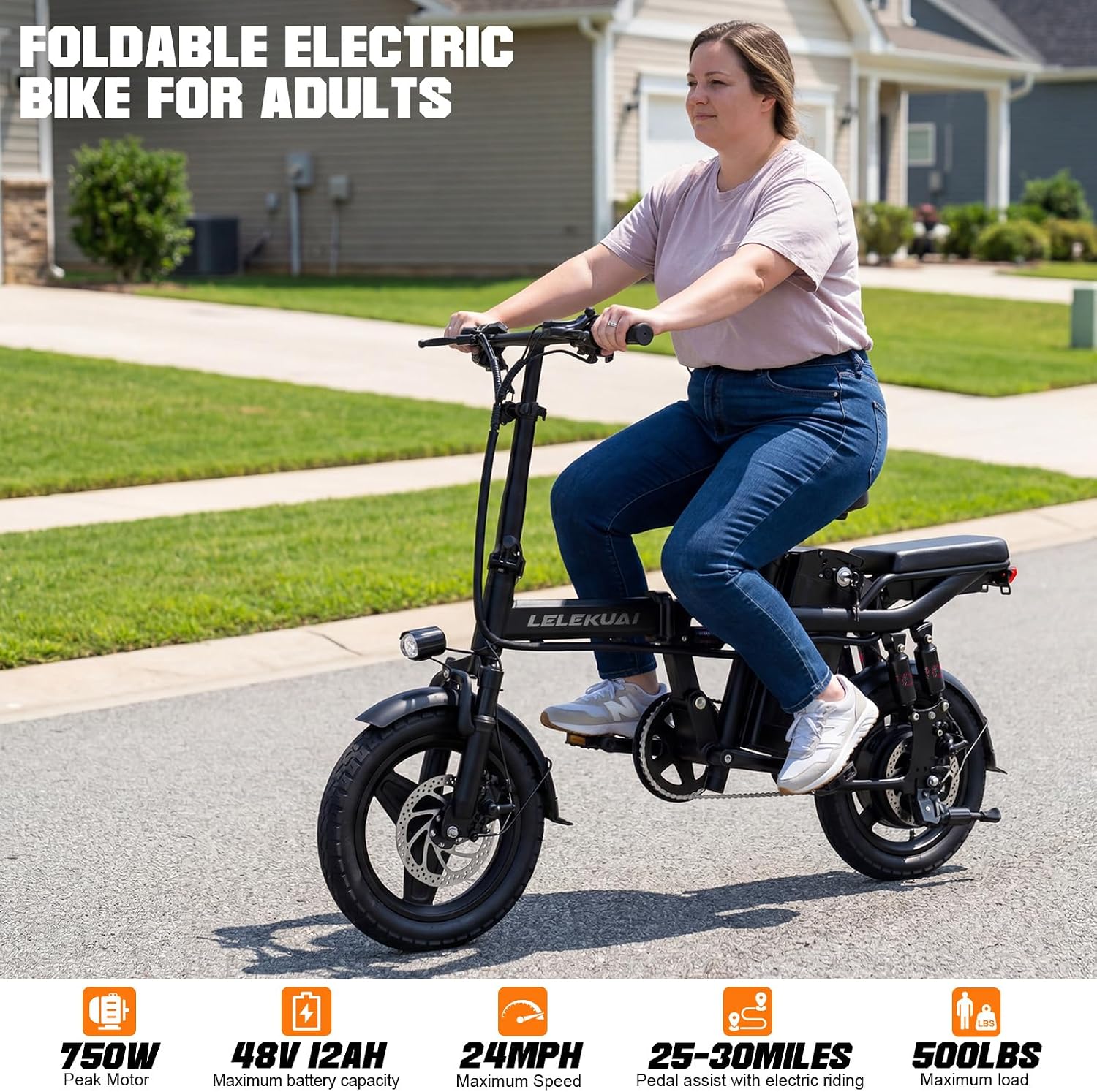 LELEKUAI Electric Bike for Adults, 1200W Peak Motor Commuter Ebike, 20-28MPH Speed, 32 Miles Range, Removable Waterproof Battery, Dual Disc Brakes Electric Bicycle, UL 2849 Certified