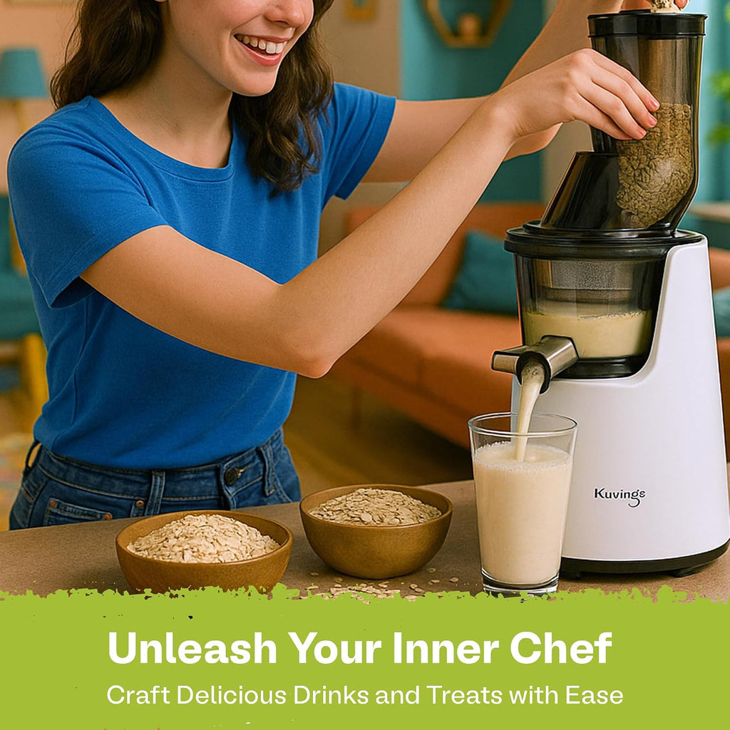 Kuvings Whole Slow Juicer C7000SW - Slow Masticating Juicer Machine with Quiet 240W Motor & BPA-Free Components - 3in Wide Mouth Feed Chute & Removable Hopper for Juices & Sorbets - White