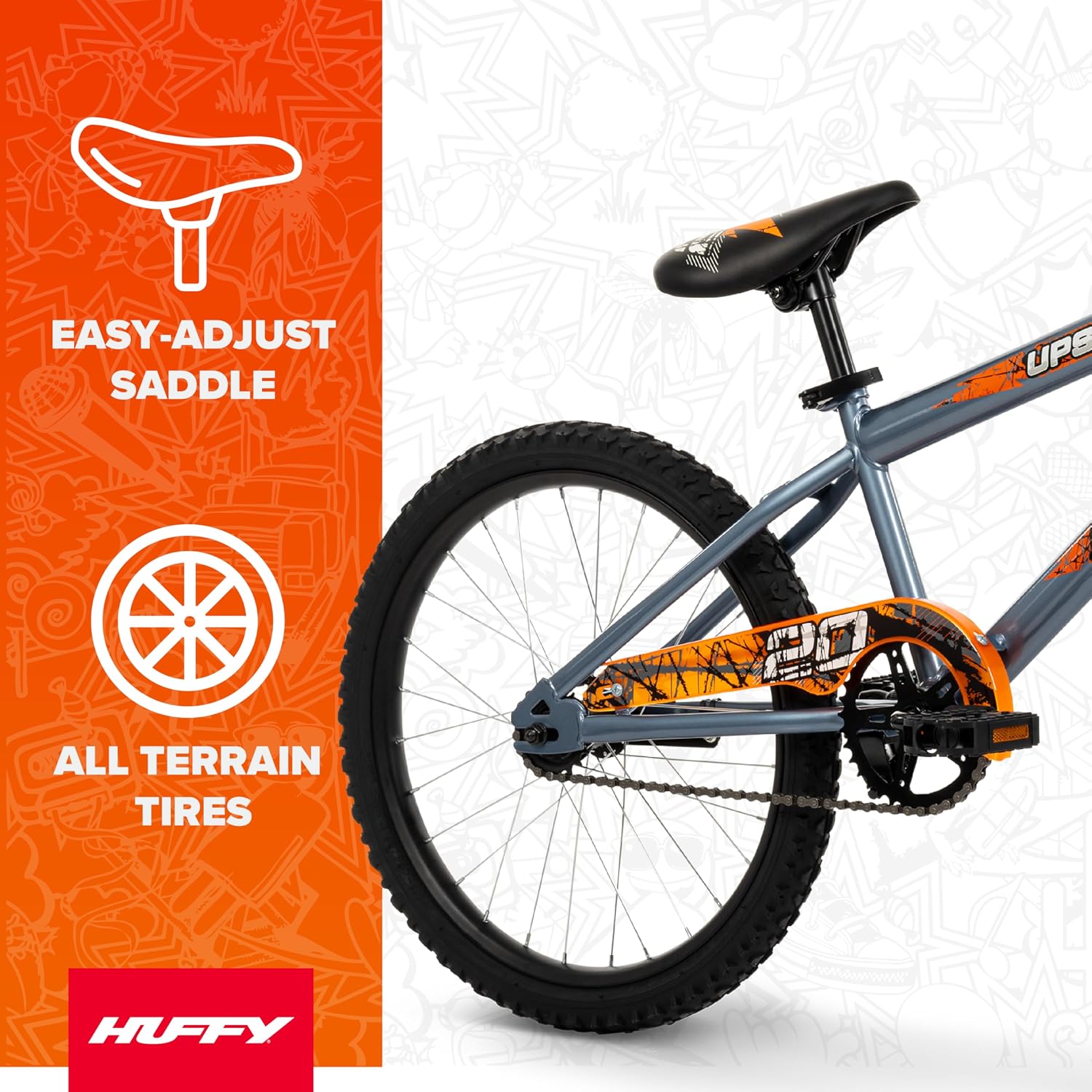 Huffy Upshot 12/16/20 Inch Boy's Bike for Kids, Multiple Color Options Available, Removable Training Wheels, BMX Design, Designed for Growth, Durable Construction, EZ Build Assembly