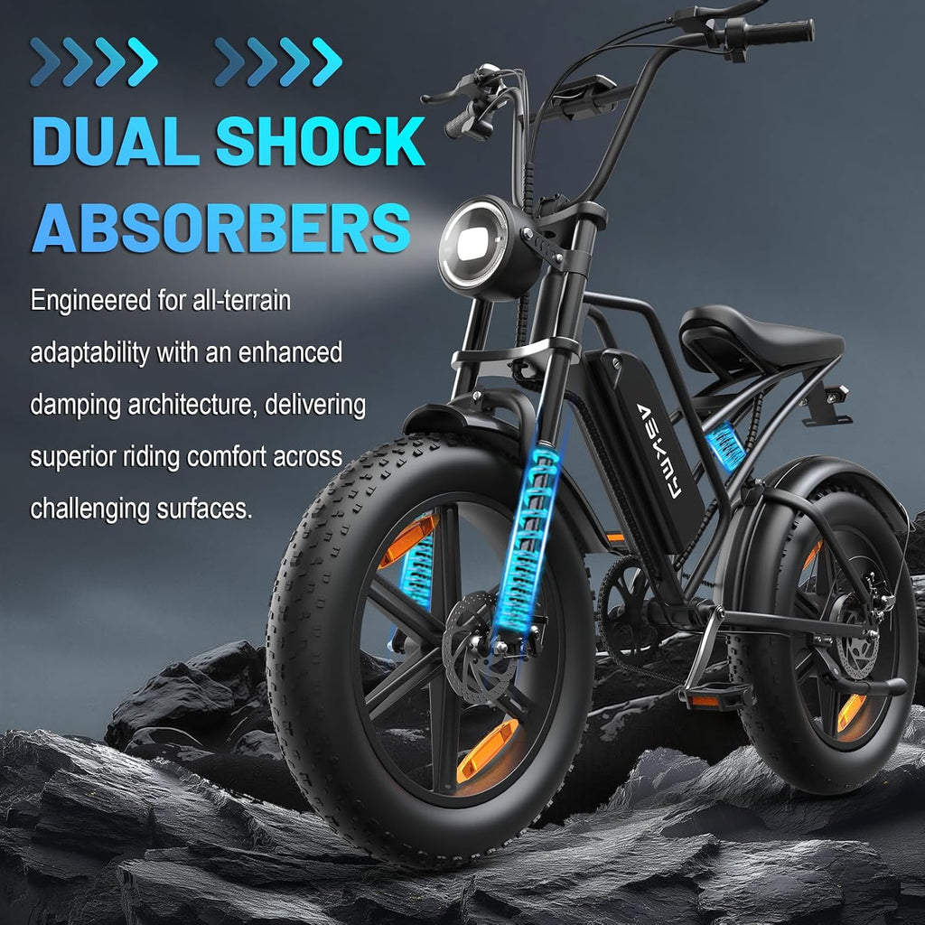 Electric Bike for Adult, 20' 4.0' Fat Tire 750W Continuous / 1000W Max， 28MPH, 48V 15ah Removable Battery, 50-60+ Miles Range,UL2849 Certified