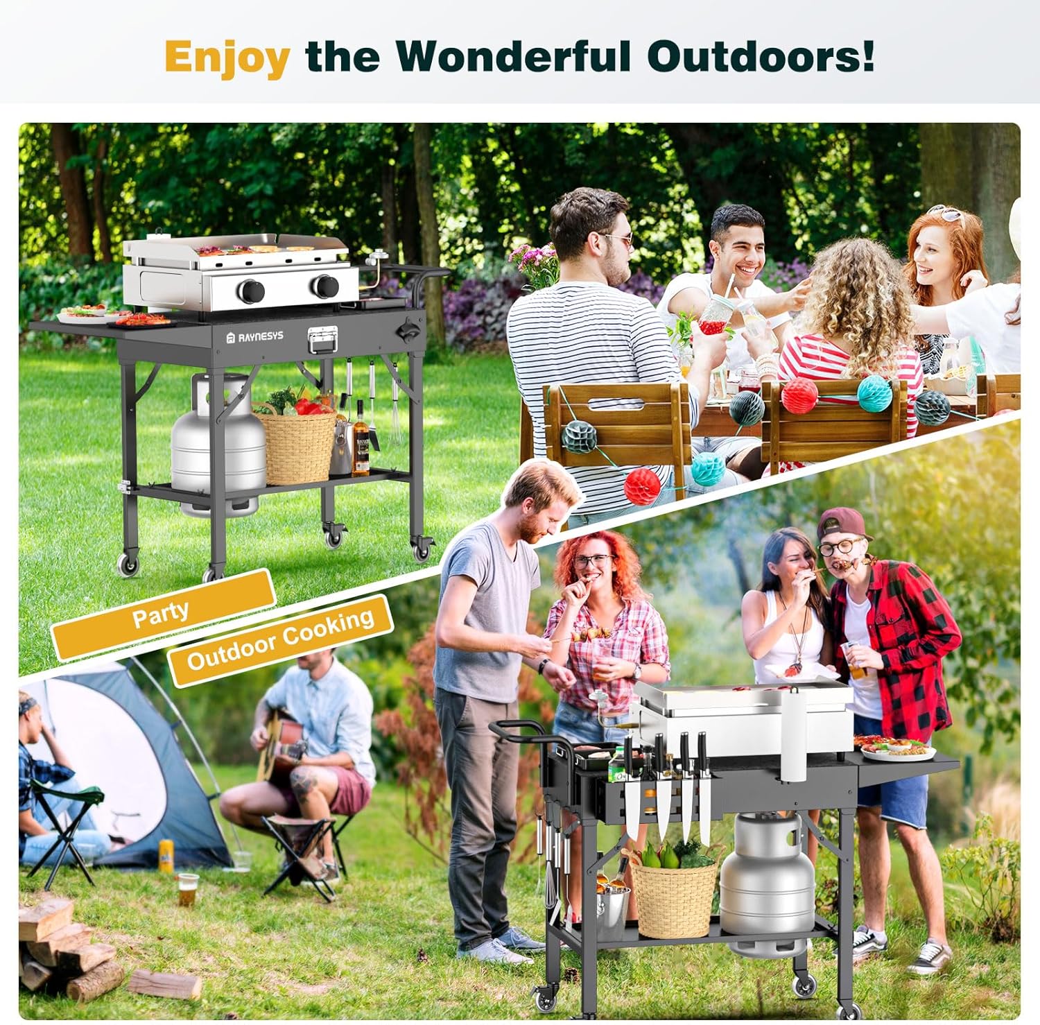 Outdoor Griddle Table, Blackstone Griddle Stand, 440lbs Folding Grill Cart, Pizza Oven Table Stand for Onni,Food Prep Table with Wheels for Outdoor BBQ Camp Ninja Woodfire Grill Stand, 31'W x 17'D