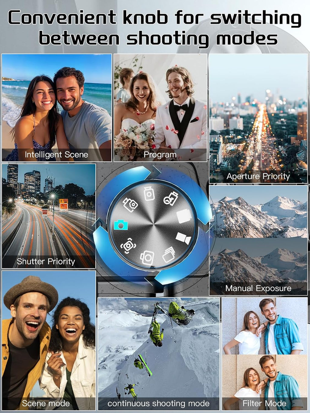 8K Digital Camera, 64MP Cameras for Photography with 3' Flip Screen, 16X Zoom, WiFi & Autofocus, Vlogging Camera for YouTube, Includes 64GB Card & 2 Batteries