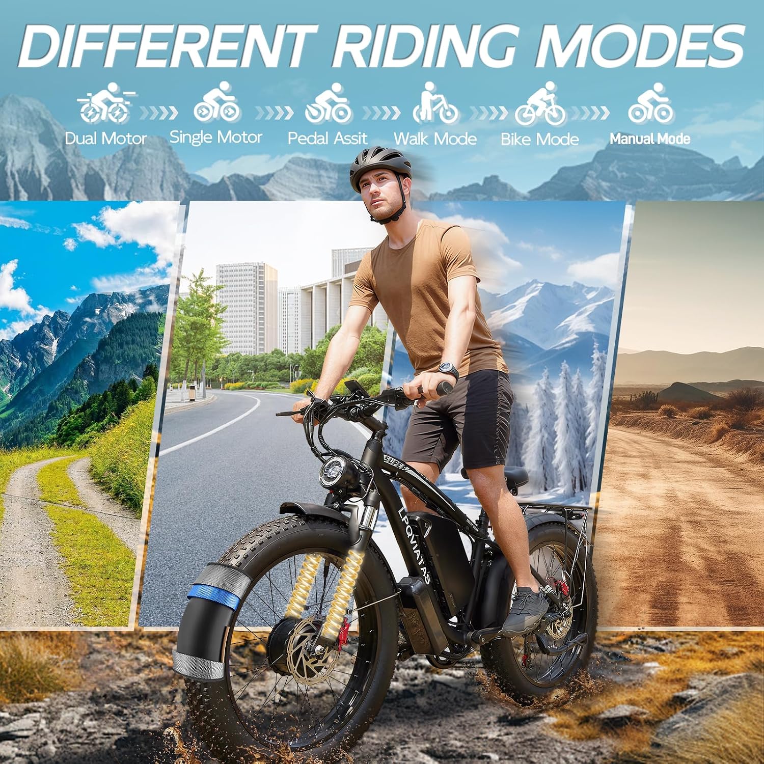 9000W Peak AWD-Ebike-Dual-Motor-Electric-Bike for Adults-Men, 52V 1768Wh Dual-Motor-Ebike 42-46M PH-Hunting-Ebike Long Range Dirtbike, 24'*4.0' Fat-Tire-Electric-Bicycle Mountain Bike Snow