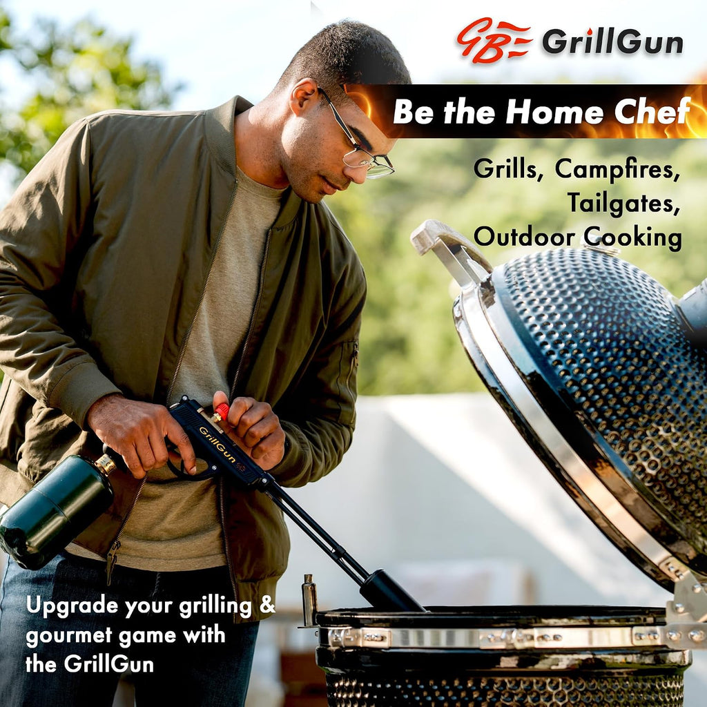 Grillblazer GrillGun Handheld Propane Charcoal Torch – 400,000+ BTU Flame Torch for Instant Charcoal Ignition, Outdoor Cooking, Firepits, Camping, BBQ – Portable High-Power Blowtorch With Hose