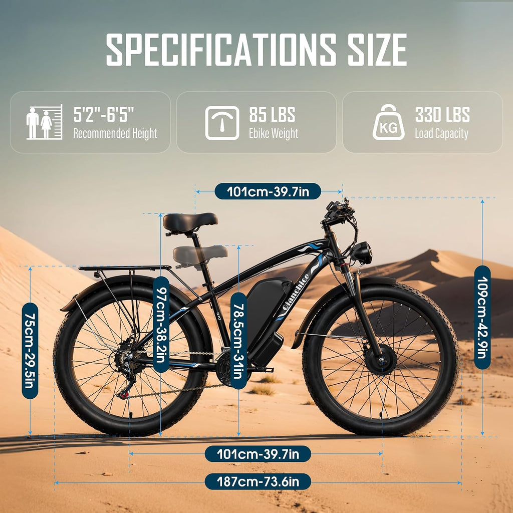 Dual Motor Electric Bike for Adults-6000W Peak, 52V 34AH Battery, 40-45MPH 100 Miles Long Range Ebike, Fat Tire 24 Inch, 7-Speed Hydraulic Brake, Electric Bicycles for Mountain Commuter