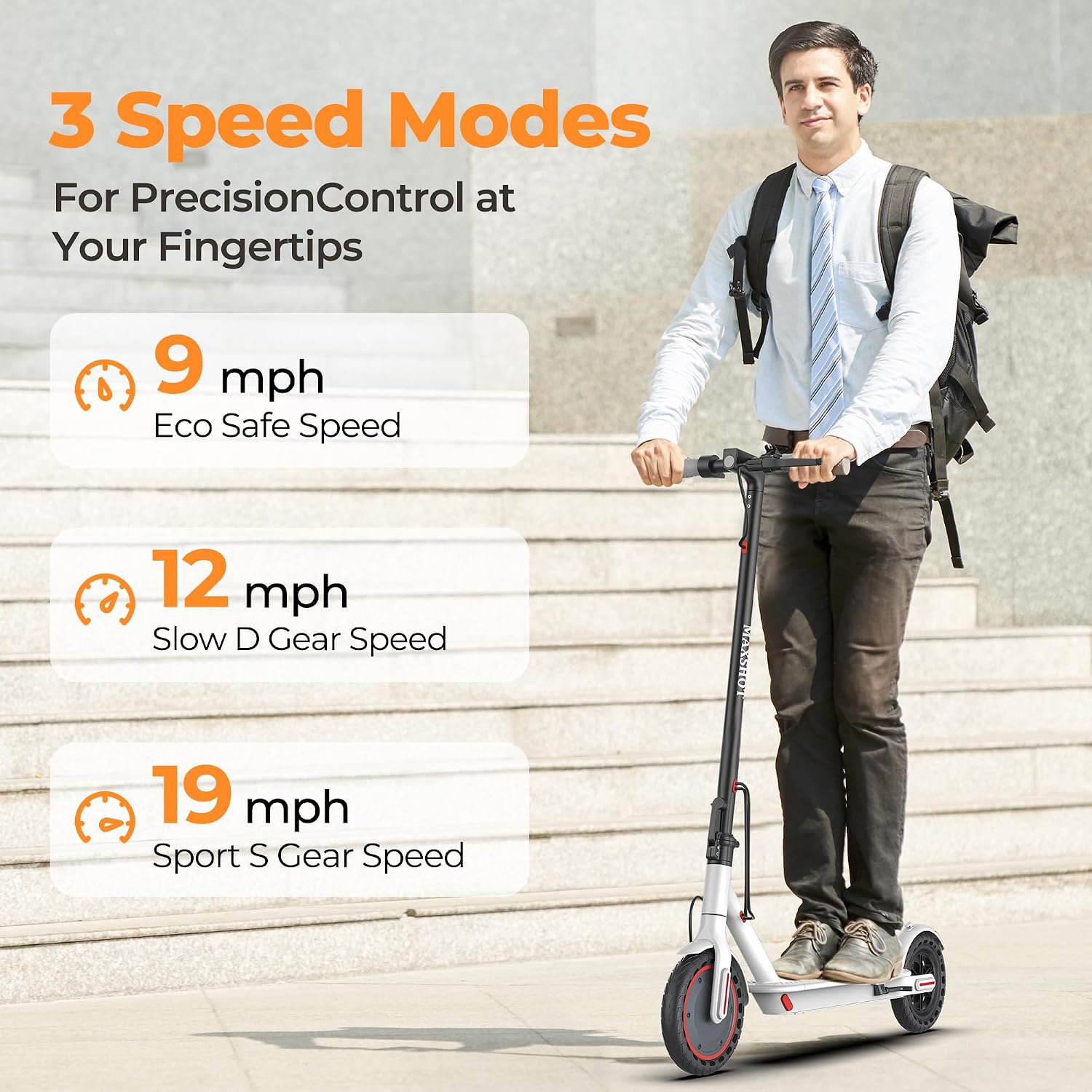 MAXSHOT Electric Scooter for Adults, 8.5/10/14' Tires, 19/22Mph, 350W/500W Motor, 21-28 Miles Range, Folding E-Scooter with Dual Suspension,APP Contro