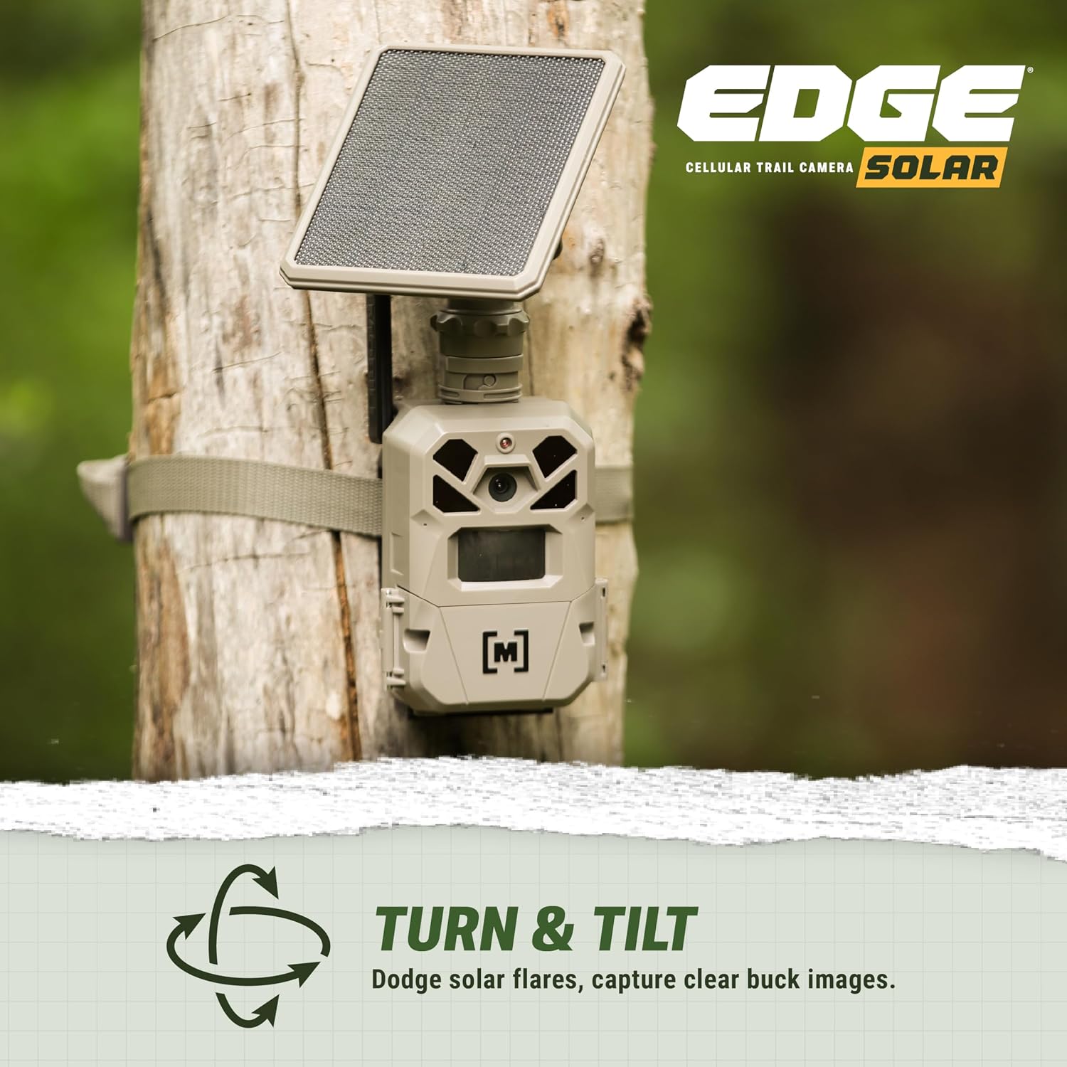 Moultrie Edge Solar Cellular Trail Camera - Integrated Solar Panel with Battery - 40MP - 1080p Video - Night Vision - Multi-Carrier LTE Auto-Connect - Built-in Memory - 0.4s Trigger Speed